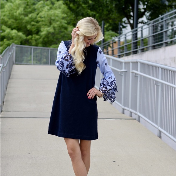 Loft Dress with Embroidered Sleeves - Picture 2 of 6